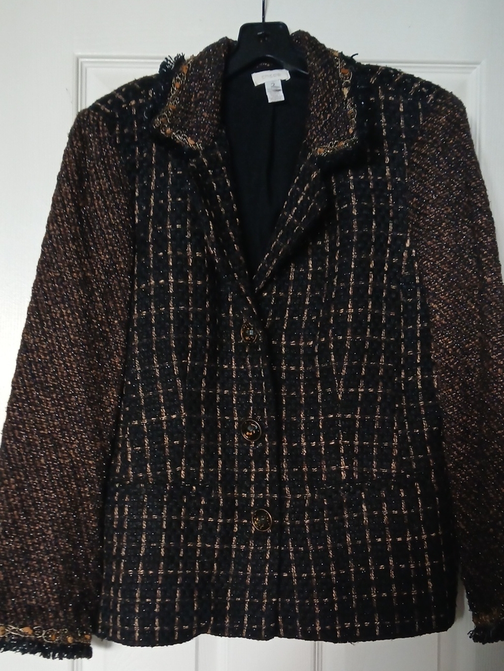 Chico's Black and Bronze Tweed Blazer